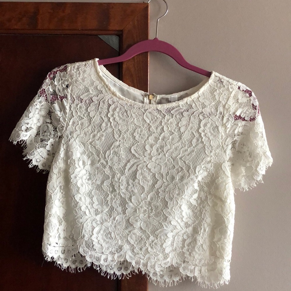 White lace crop top